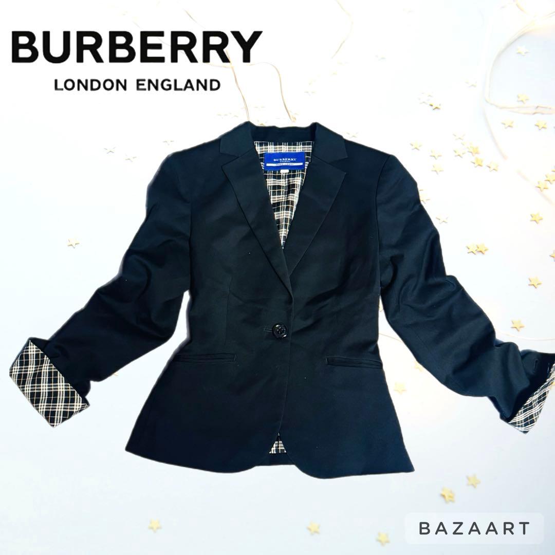 バーバリー ノバチェック スーツ ジャケット スカートセットアップ 黒 ブラック