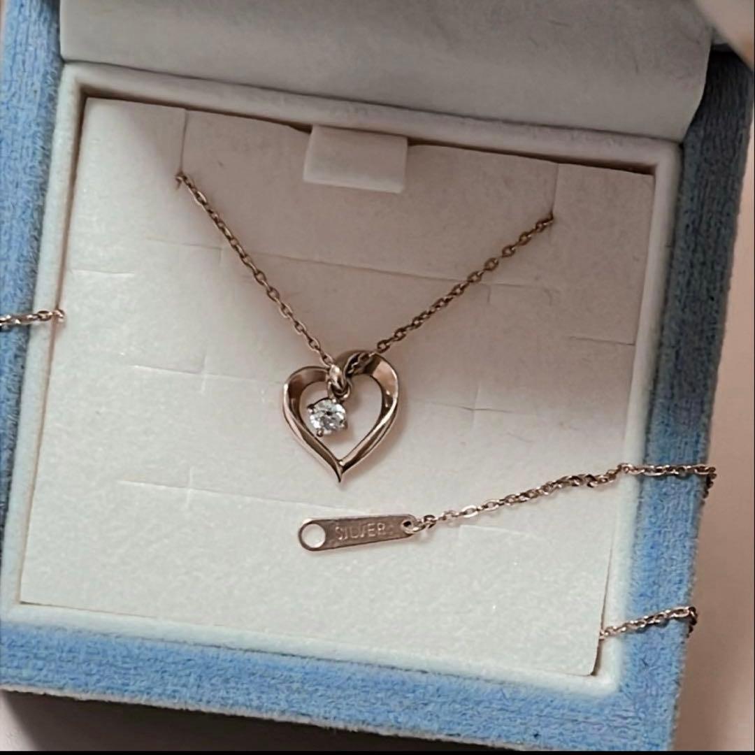 Canal４℃ ピンクゴールド ハート型シルバーネックレス＆ブレスレットセット