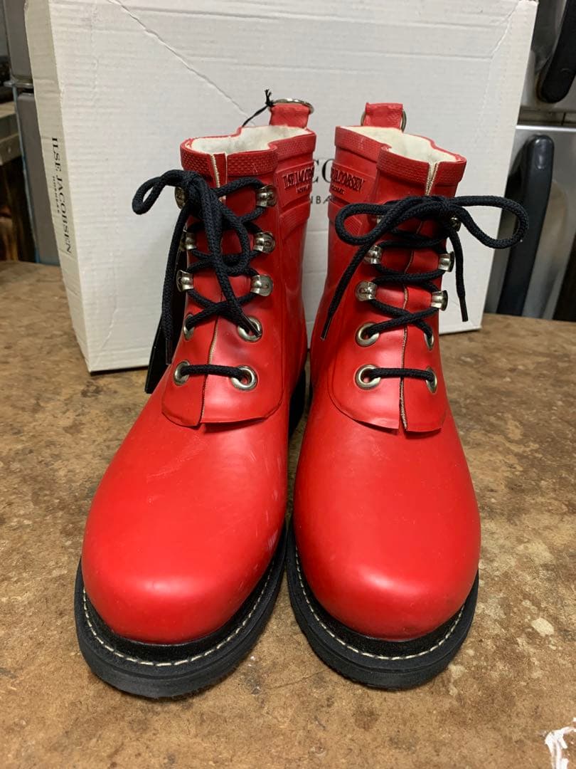 38 未使用 イルセヤコブセン デンマーク レインブーツ 起毛 レインシューズ