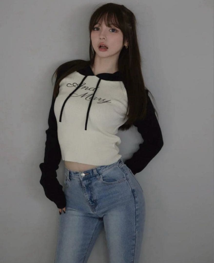 トップス andmary Letter mary logo tops Black