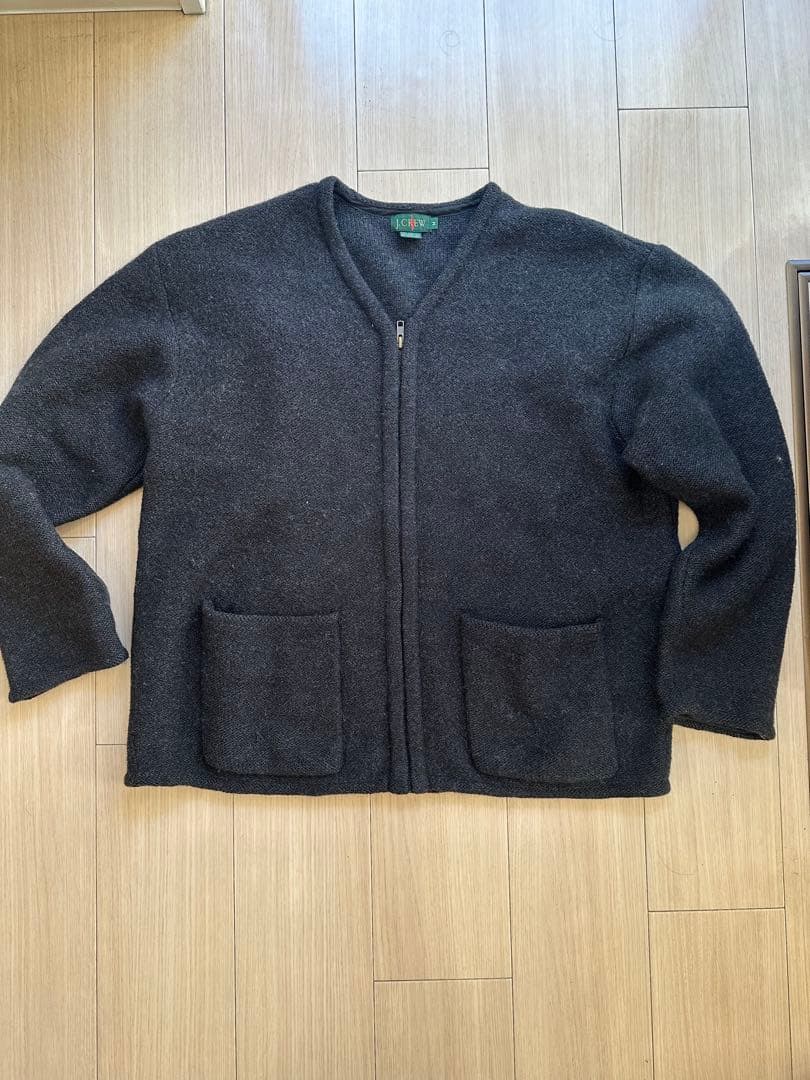 90sJ.Crew グレー ジップアップカーディガン M