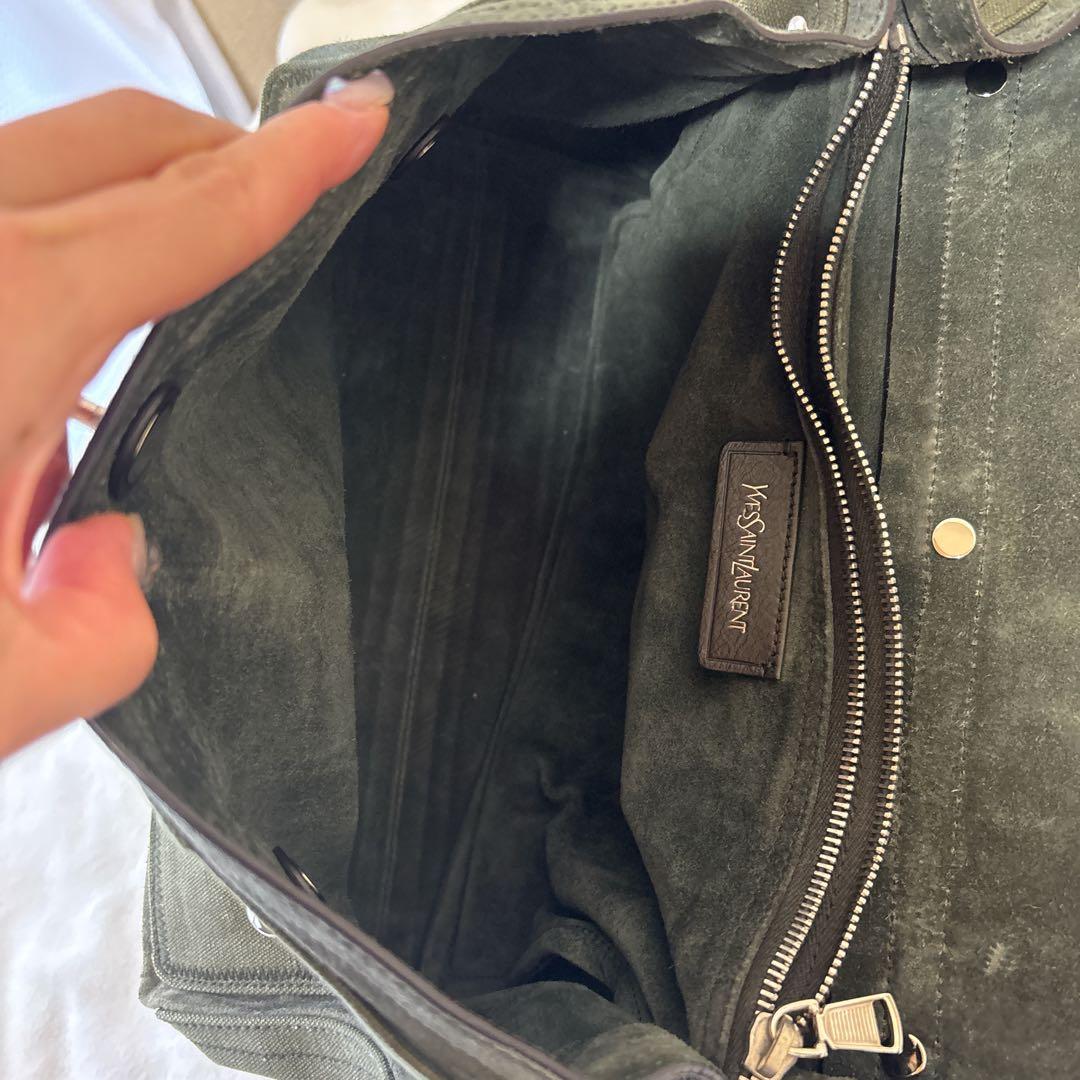 【伊勢丹限定】イヴサンローラン ミューズトゥ ミリタリーキャンバス × レザー