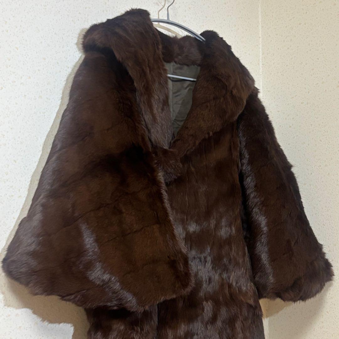 着物用リアルファーコート　道中着　和装　ダークブラウン　和洋折衷