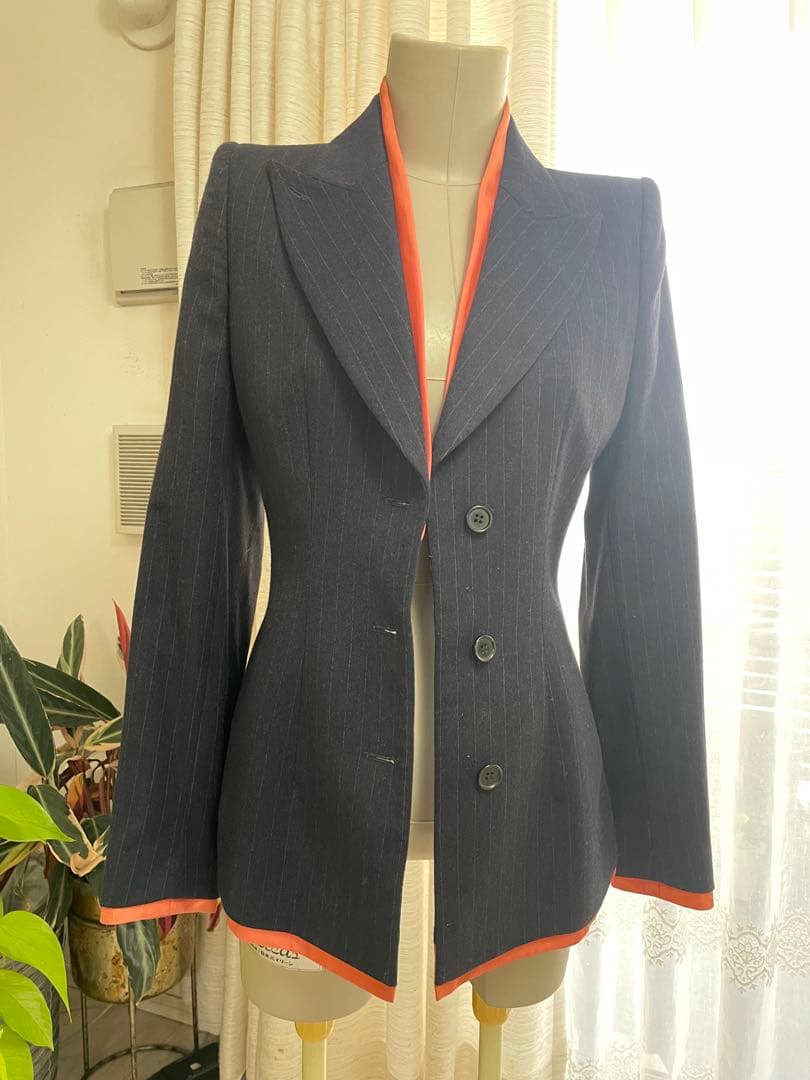 Alexander McQueenマックイーン肩パッド入テーラードジャケット