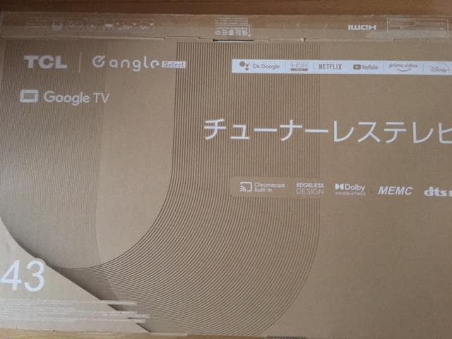 TCL 43V 43P63E 4Ｋ対応 チューナーレススマートテレビ