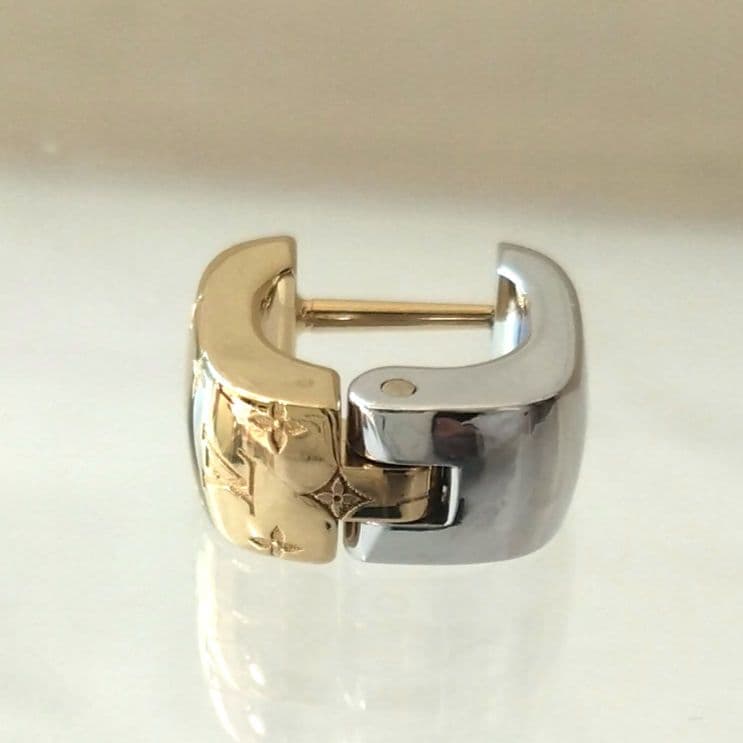 極美品LOUIS VUITTON ブックドレイユ ナノグラム フープピアス 片耳