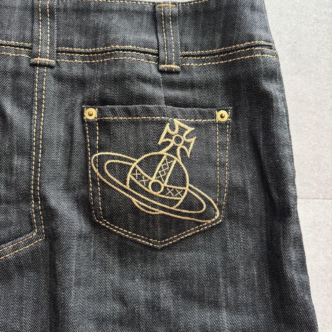 ヴィヴィアンウエストウッドレッドレーベル　ミニスカート　デニム　オーブ　金ボタン