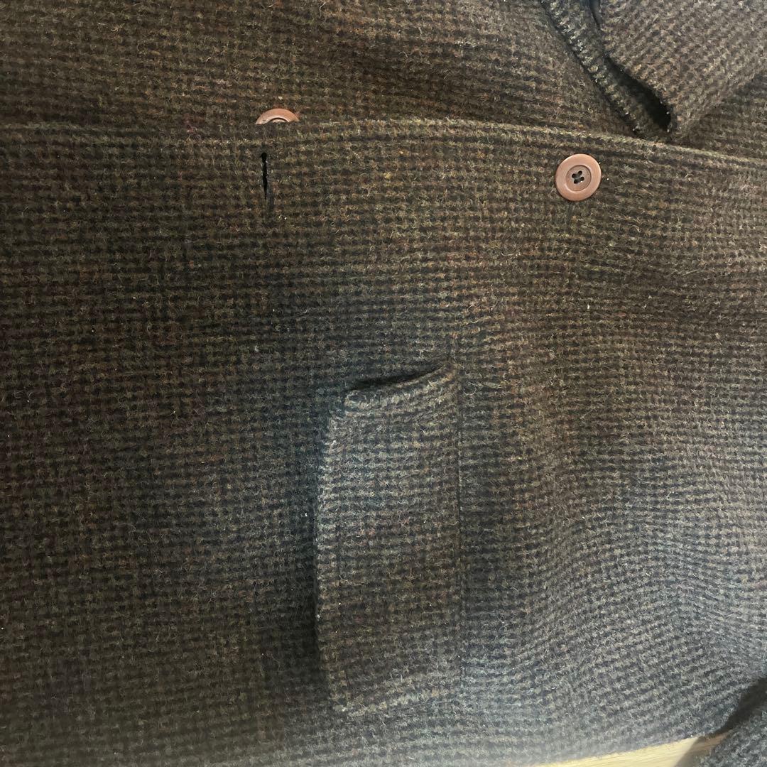 希少　黒タグ　Eddie Bauer ウールコート 襟レザー