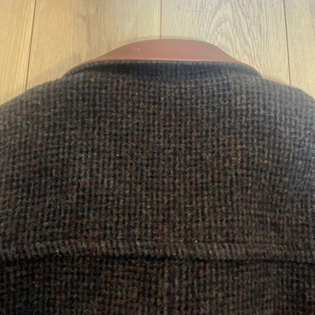 希少　黒タグ　Eddie Bauer ウールコート 襟レザー