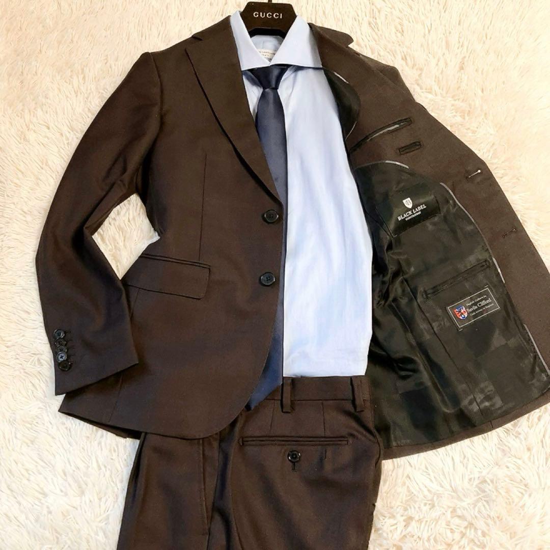 【英国生地】ブラックレーベルクレストブリッジ　スーツ　裏地チェック　美品　36R
