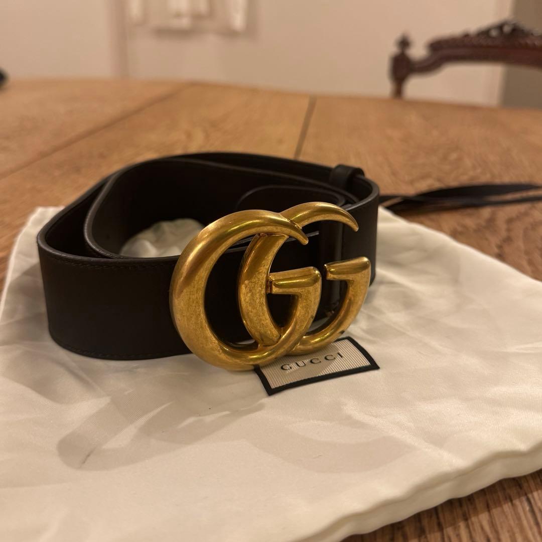 GUCCI グッチ GGマーモント ベルト ゴールド 80・32