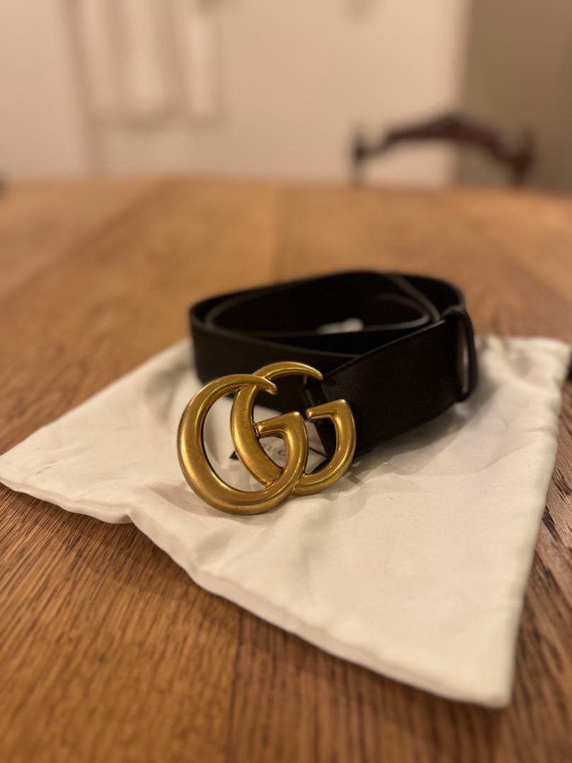 GUCCI グッチ GGマーモント ベルト ゴールド 80・32