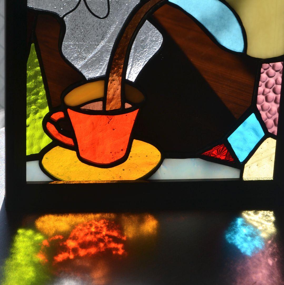 ステンドグラスパネル　美味しいコーヒー
