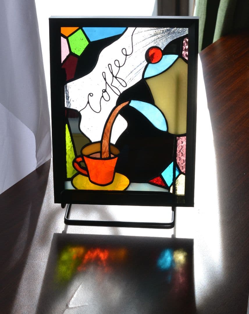 ステンドグラスパネル　美味しいコーヒー