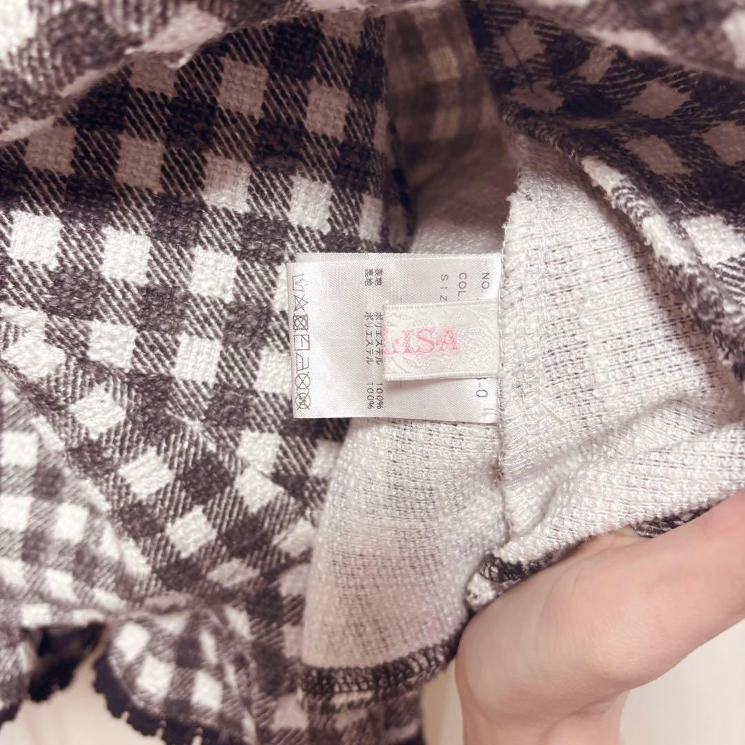 LIZLISA ギンガムツイードサスペンダー付きスカパン スカート