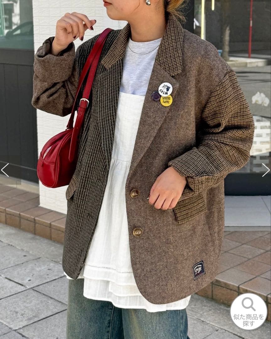 【完売】缶バッジ付ツイードテーラードジャケット