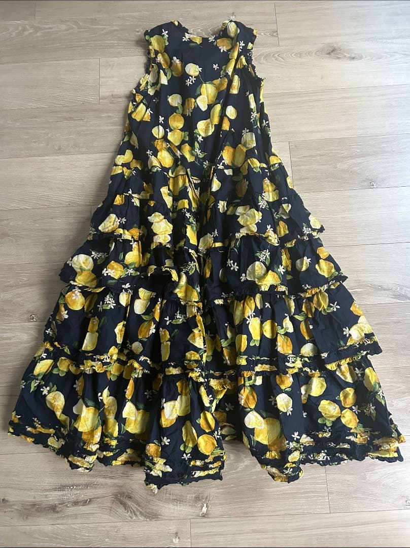【美品】PINK HOUSE ピンクハウス レモン柄 段々ワンピース ティアード