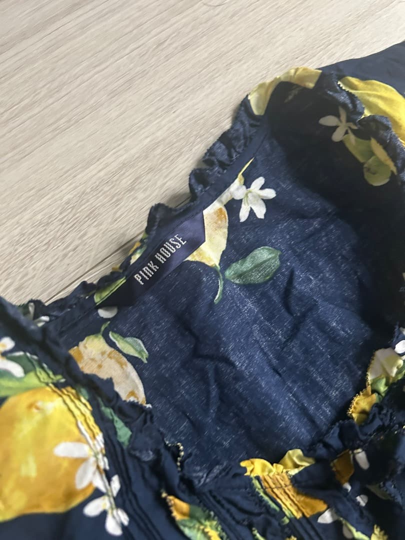 【美品】PINK HOUSE ピンクハウス レモン柄 段々ワンピース ティアード