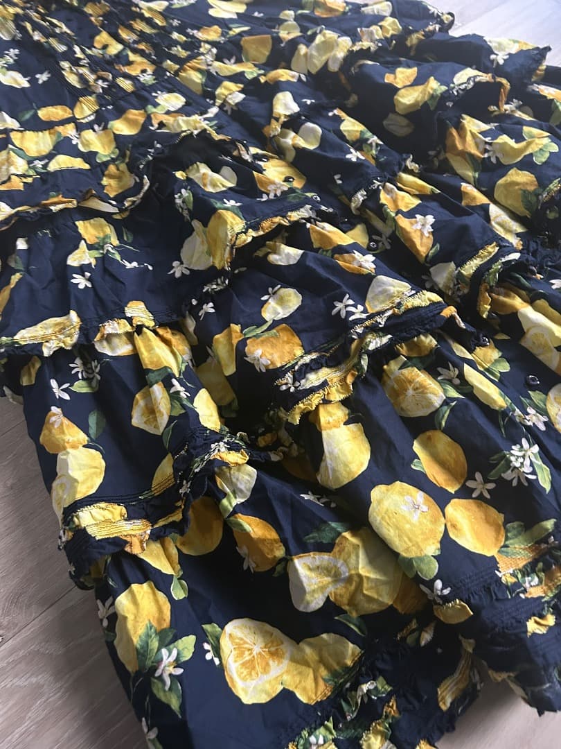 【美品】PINK HOUSE ピンクハウス レモン柄 段々ワンピース ティアード