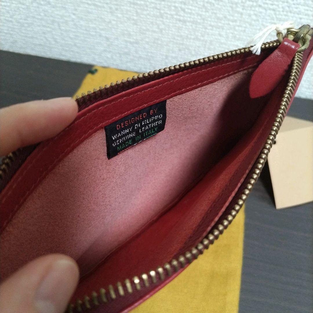 新品 イルビゾンテ 本革 ポーチ 小銭入れ カードケース レッド ロッソ 赤