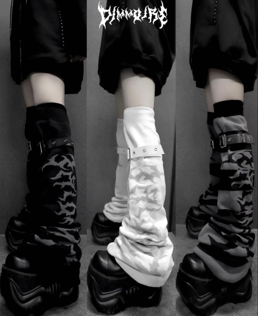 DimMoire BIG ロゴ ニーハイウォーマー ストライプ