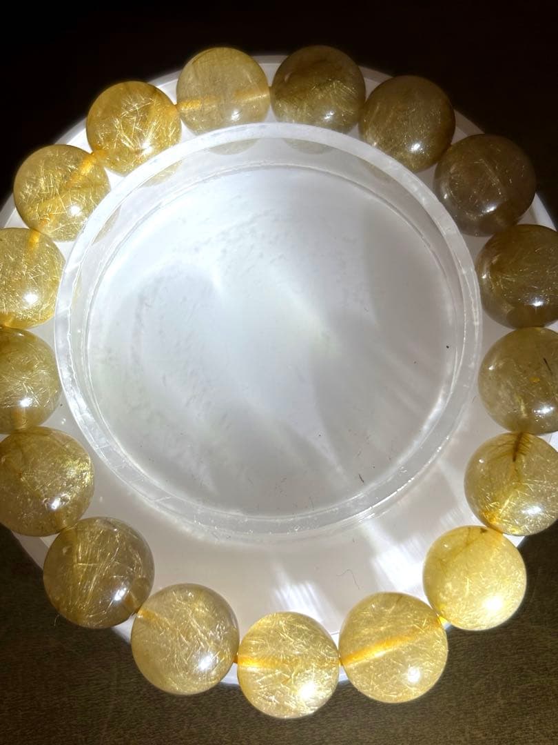 【新入荷】ゴールドルチルクォーツブレス11.8〜12.8㎜（新品未使用）ミチミチ
