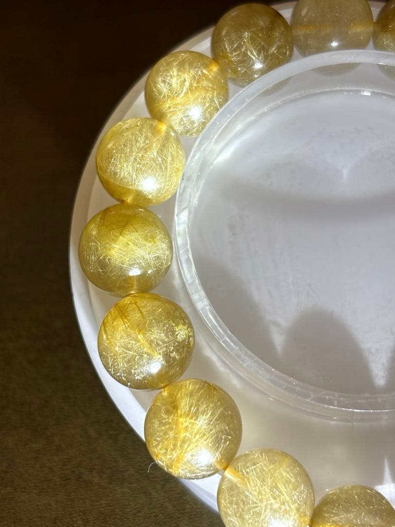 【新入荷】ゴールドルチルクォーツブレス11.8〜12.8㎜（新品未使用）ミチミチ