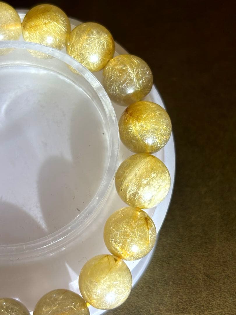 【新入荷】ゴールドルチルクォーツブレス11.8〜12.8㎜（新品未使用）ミチミチ