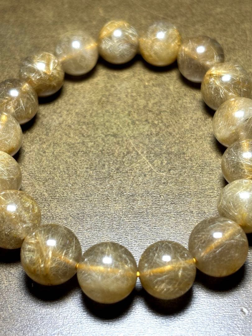 【新入荷】ゴールドルチルクォーツブレス11.8〜12.8㎜（新品未使用）ミチミチ