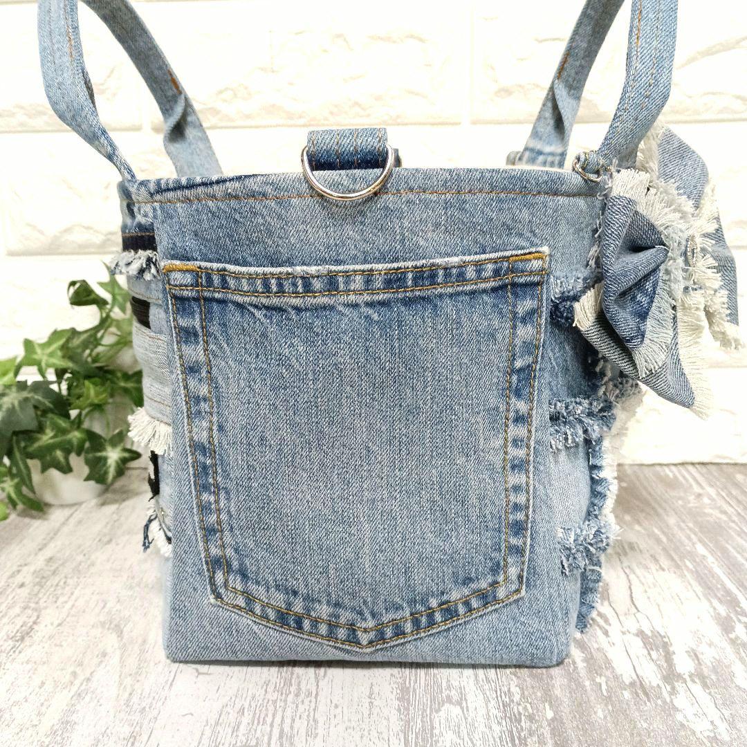 リメイクデニム★MIXデニムトートバッグ＋ショルダーストラップセット