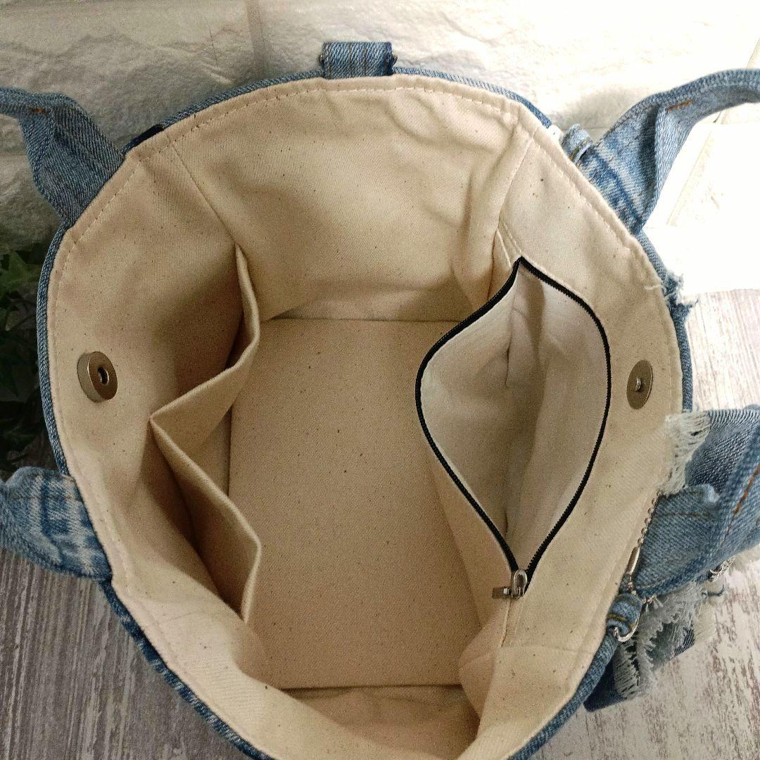 リメイクデニム★MIXデニムトートバッグ＋ショルダーストラップセット