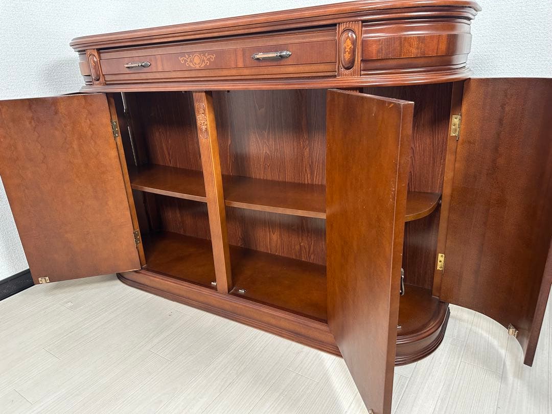 イタリア アンティーク調 象嵌 金具取手 サイドボード キャビネット ※i4※