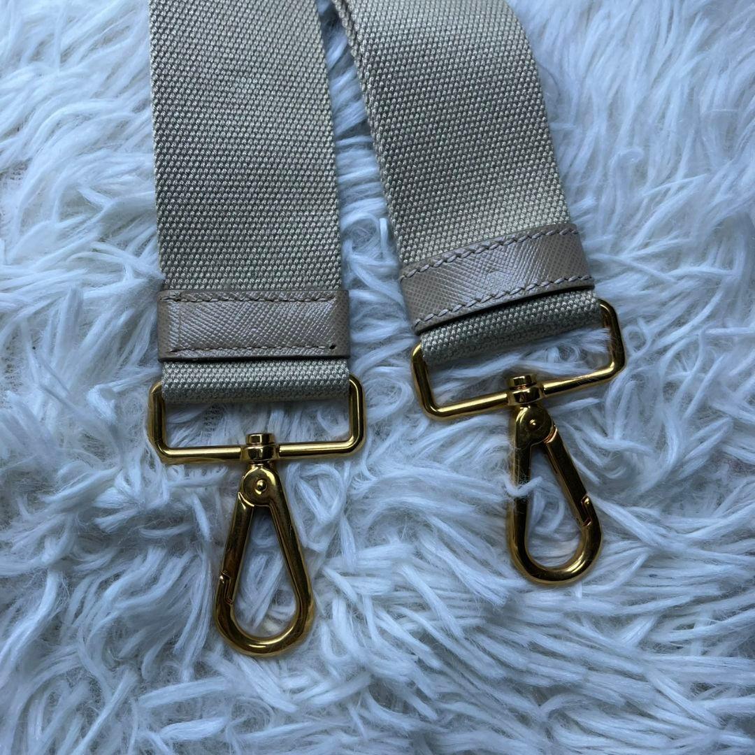 極美品✨プラダ PRADA ショルダーストラップ キャンバス レザー ベージュ