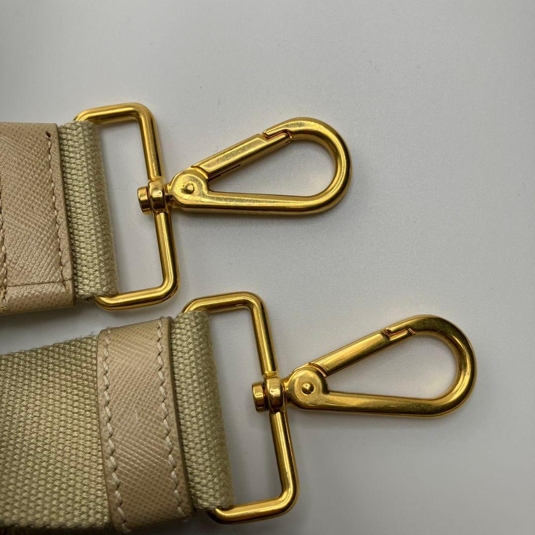 極美品✨プラダ PRADA ショルダーストラップ キャンバス レザー ベージュ