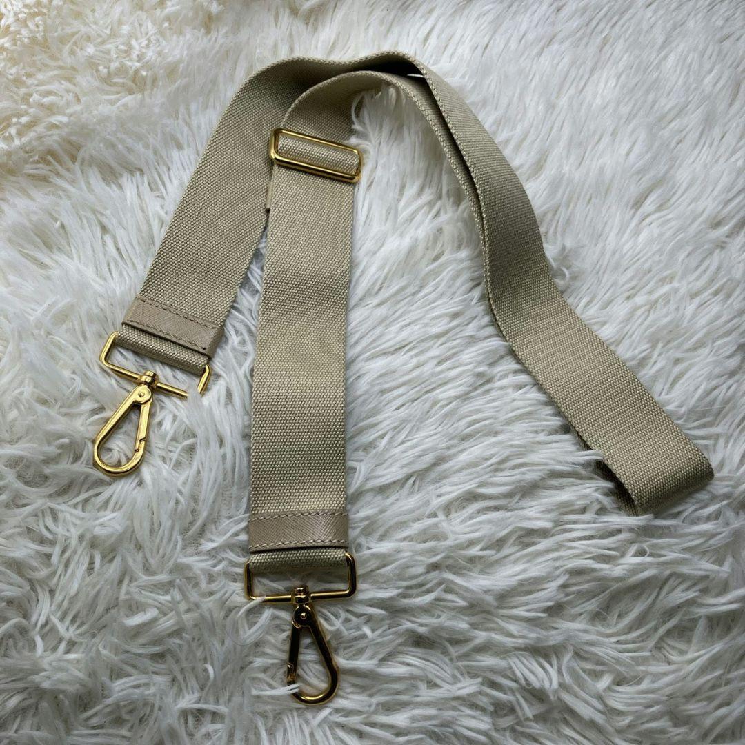 極美品✨プラダ PRADA ショルダーストラップ キャンバス レザー ベージュ