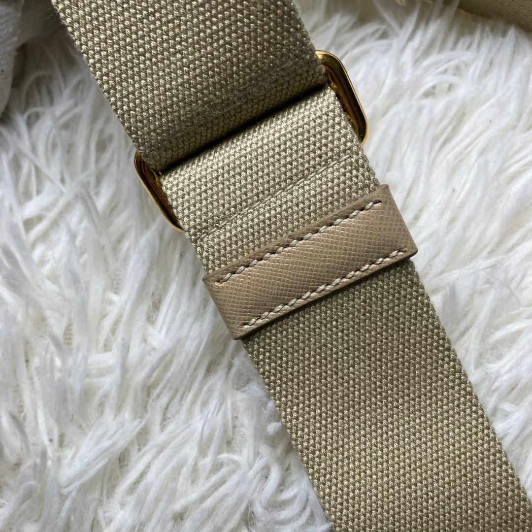 極美品✨プラダ PRADA ショルダーストラップ キャンバス レザー ベージュ