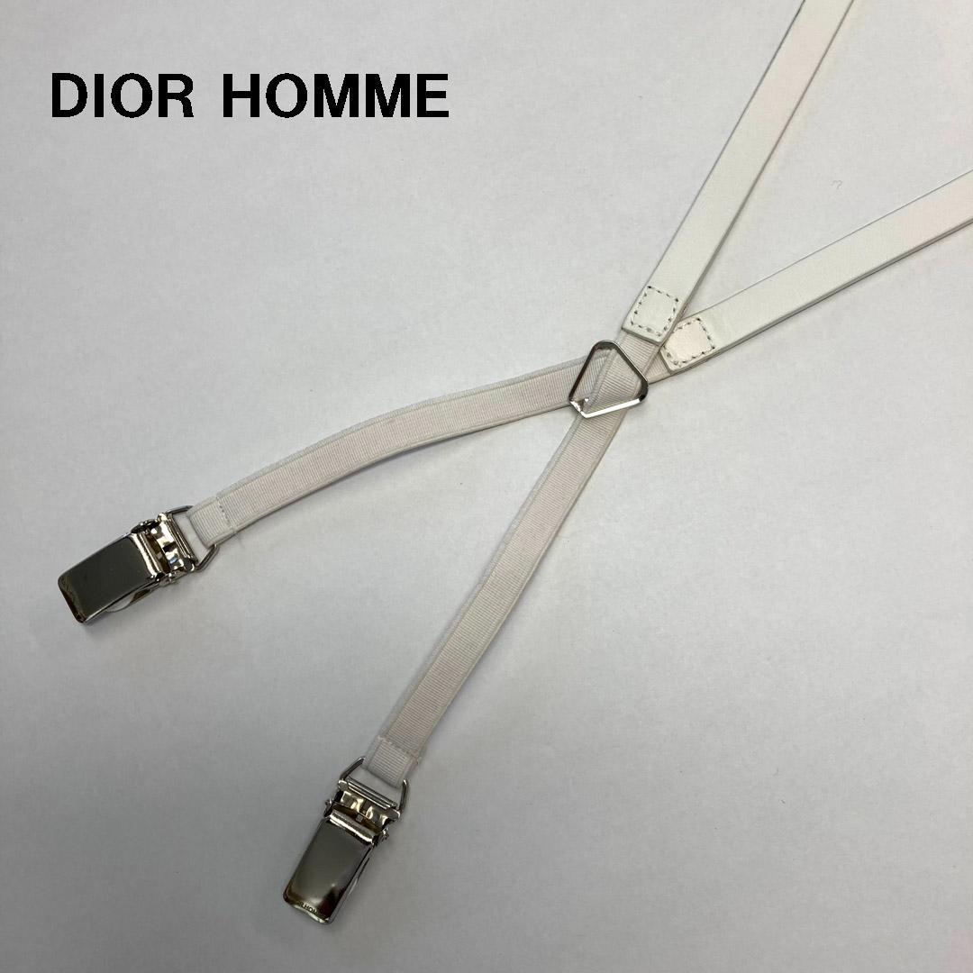 美品 未使用 ディオールオム ホワイトサスペンダー エディスリマン