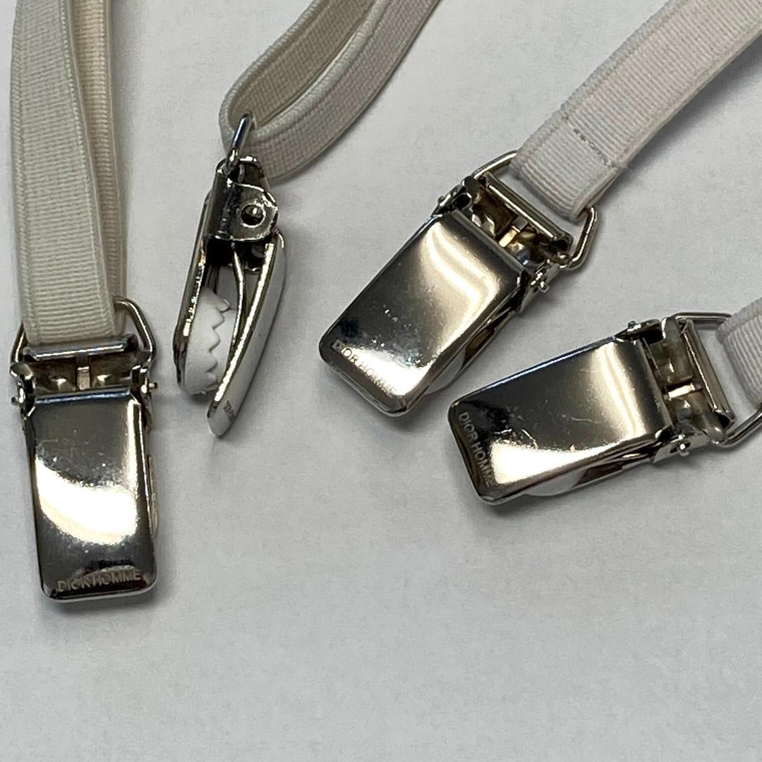 美品 未使用 ディオールオム ホワイトサスペンダー エディスリマン