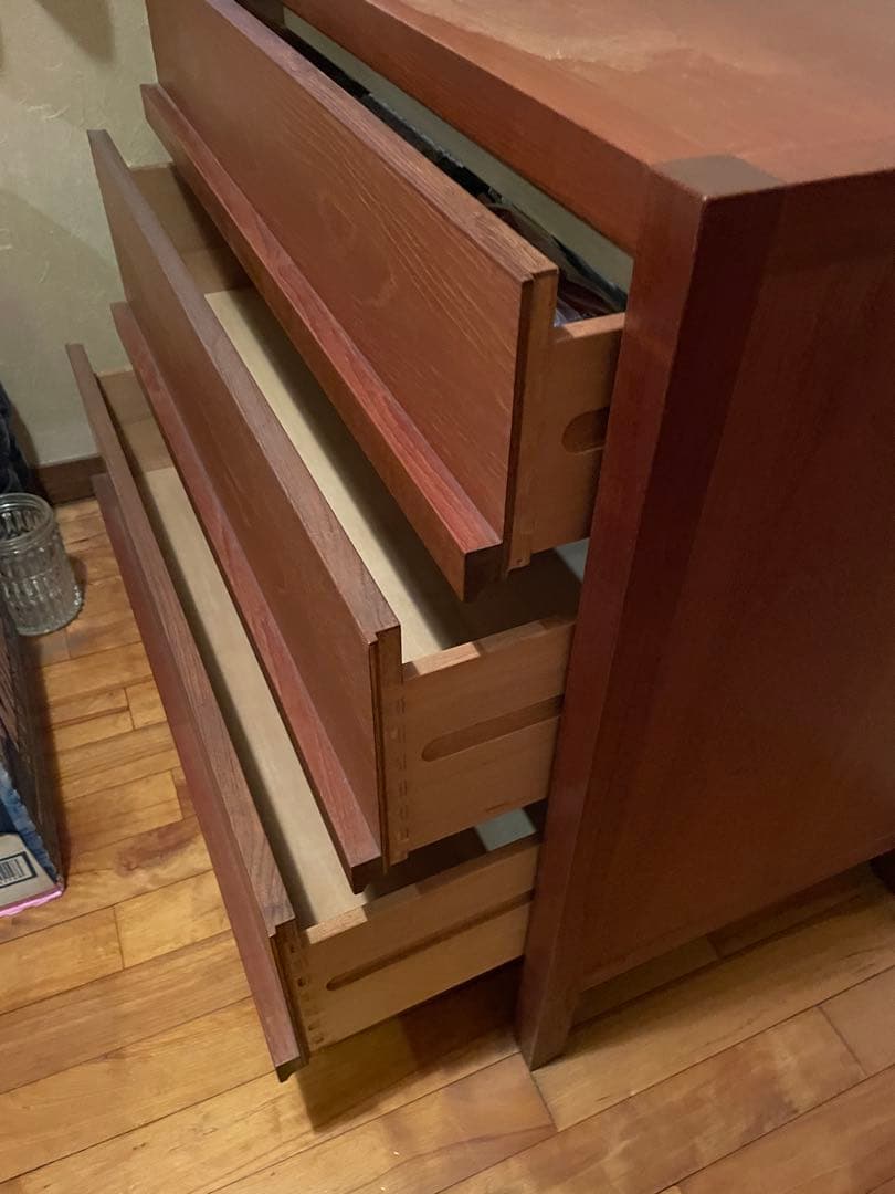 【チーク製】木製チェスト タンス 引き出し　昭和レトロ 収納 ヴィンテージ 北欧