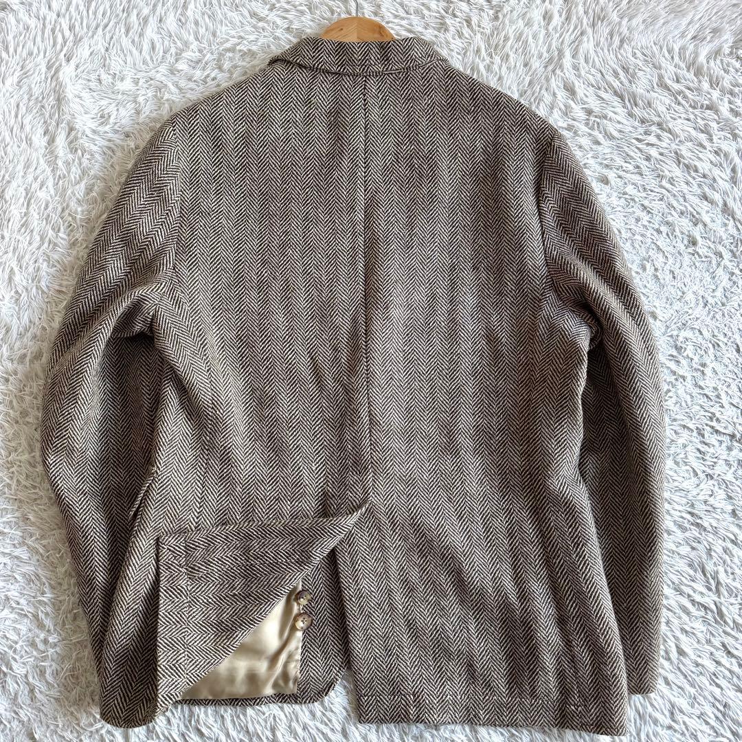 美品　ラルフローレン　テーラードジャケット　シルク　リネン　ヘリンボーン　38R