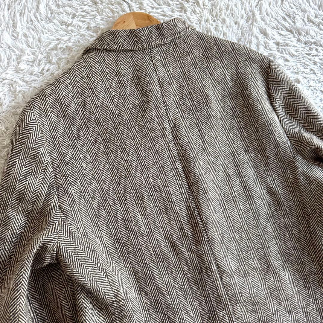 美品　ラルフローレン　テーラードジャケット　シルク　リネン　ヘリンボーン　38R