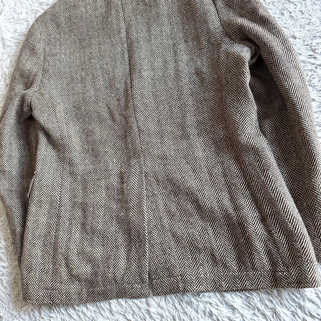 美品　ラルフローレン　テーラードジャケット　シルク　リネン　ヘリンボーン　38R