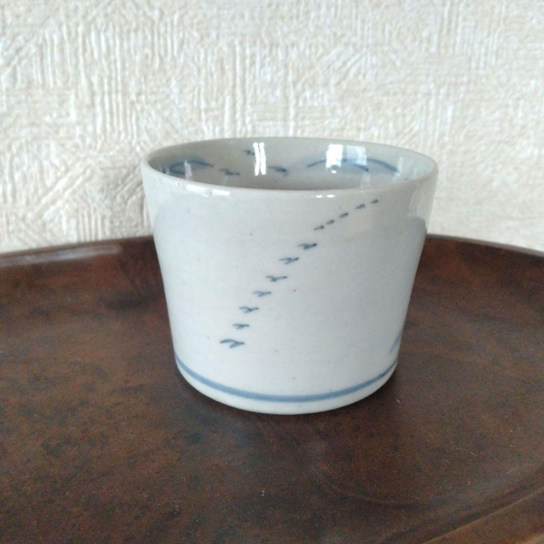 【KAZUです。】古伊万里染付山水文雁の図蕎麦猪口