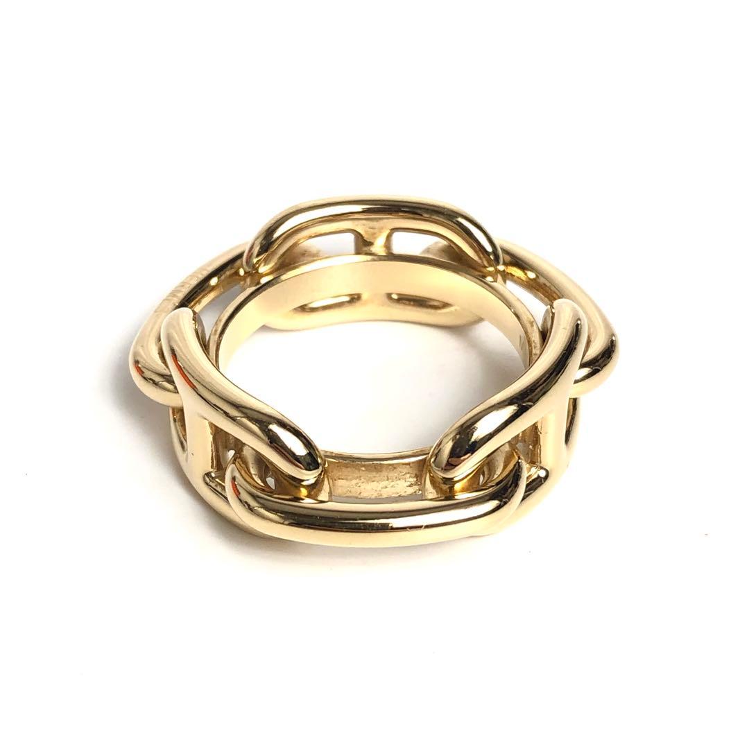 【良品】HERMES エルメス スカーフリング シェーヌダンクル ゴールドカラー