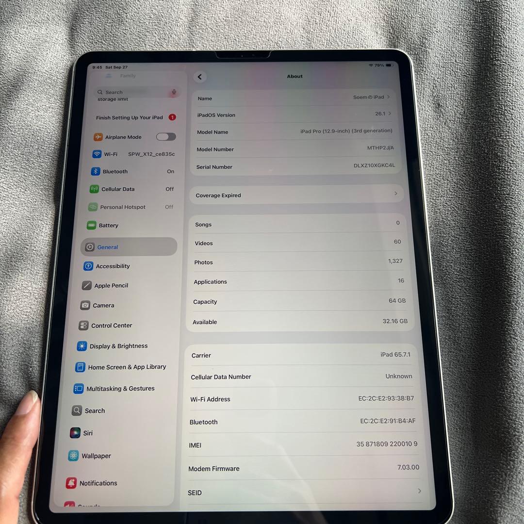 iPad Pro (第3世代) 12.9インチ 64GB スペースグレイ