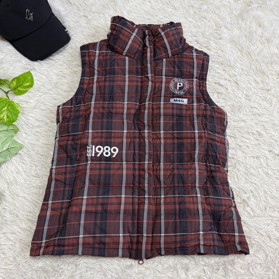 【パーリーゲイツ】美品ダウンジャケットチェック0サイズレディース