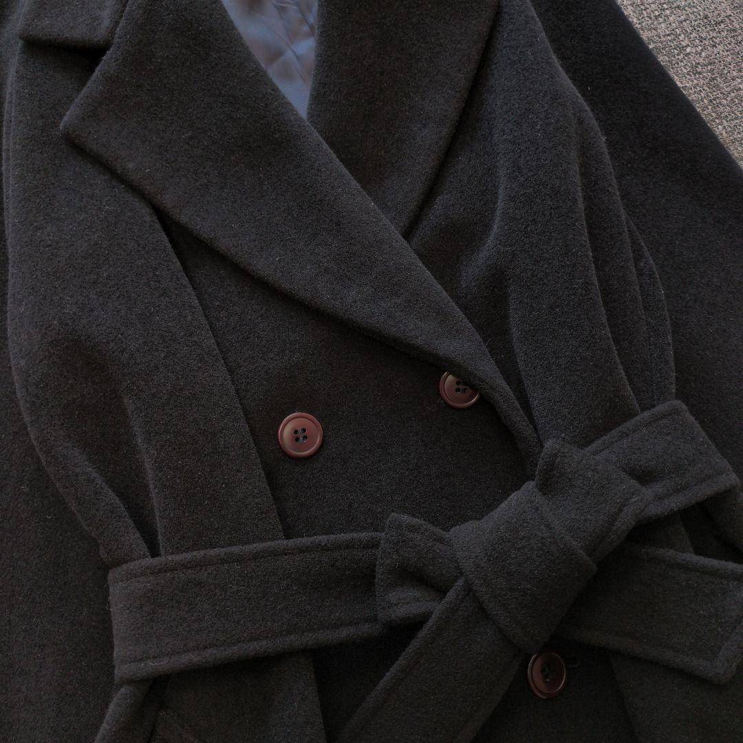 コムサデモード　アンゴラウール　ダブルブレストコート　ゆったり　ベルト付き