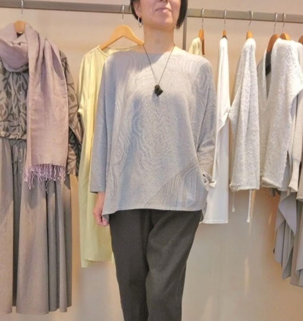 2023　ババグーリ　綿ウール　メノウ柄のゆったりプルオーバー　ヨーガンレール