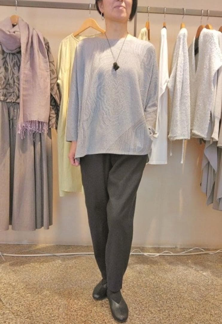 2023　ババグーリ　綿ウール　メノウ柄のゆったりプルオーバー　ヨーガンレール