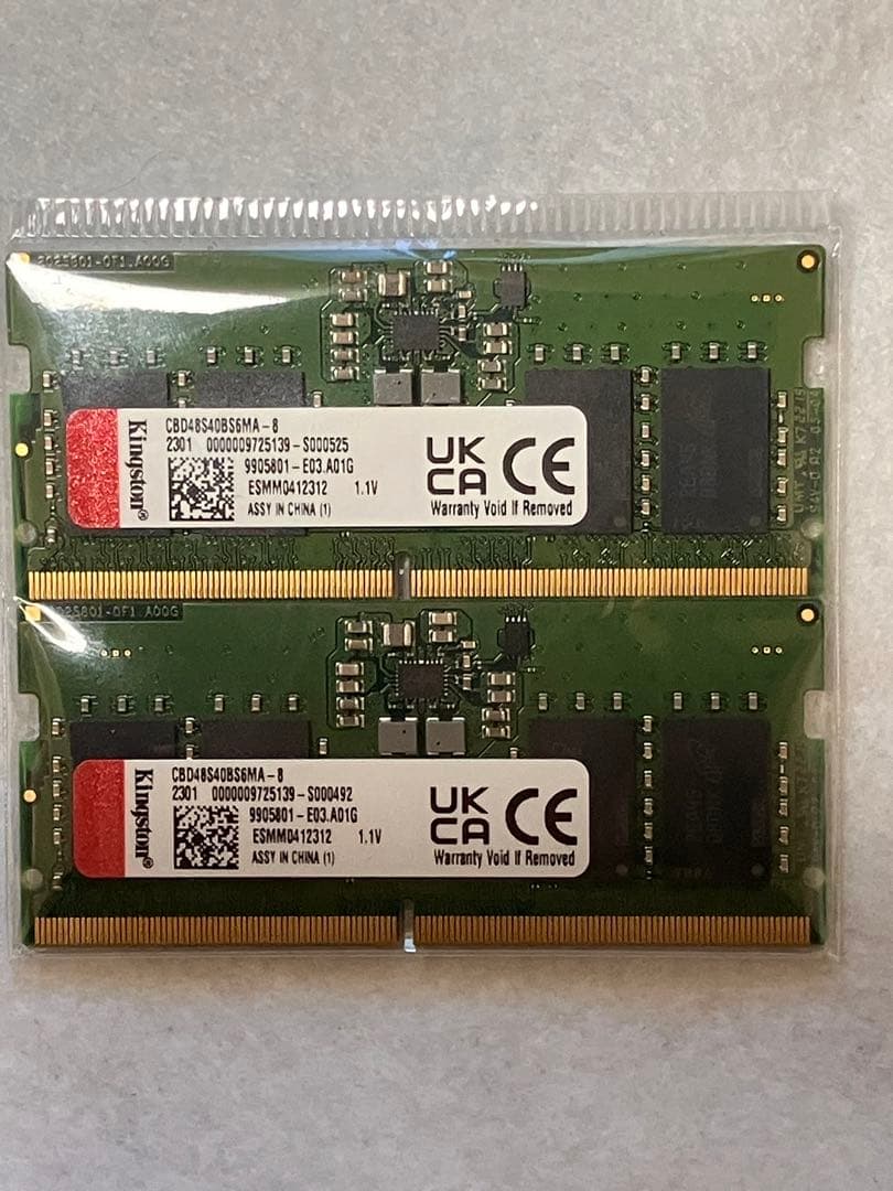 Kingston 8GB（×2、計16GB） DDR5-4800